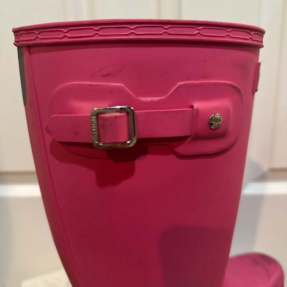 Hunter Big Girls Women’s Fuchsia Pink Rain Boots Size 4 - Picture 4 of 7